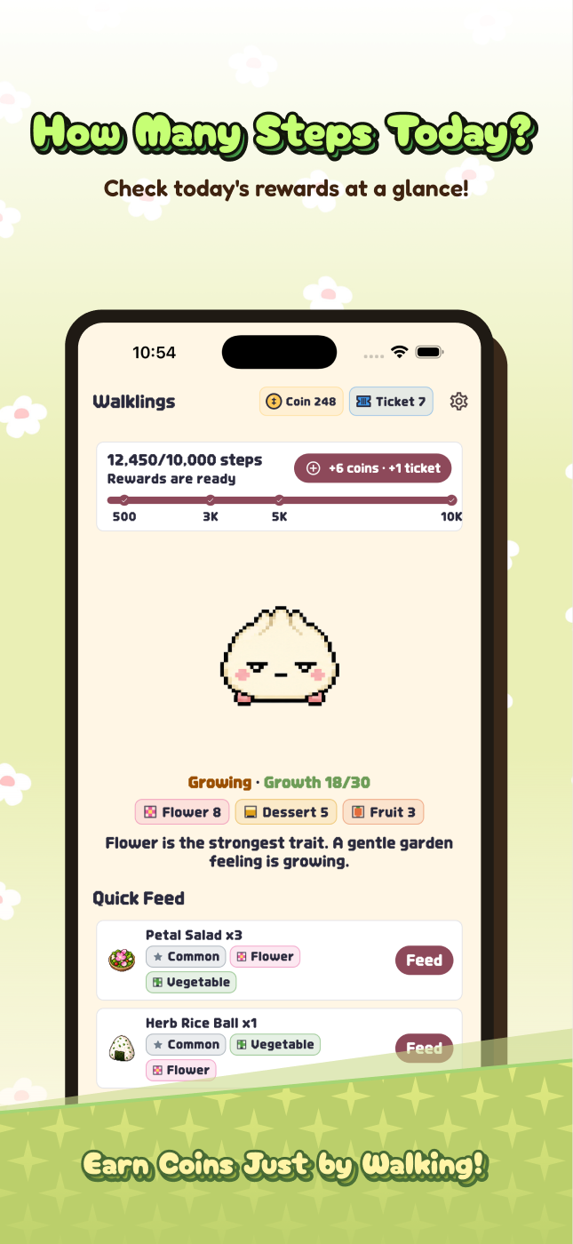 Step rewards on the home screen