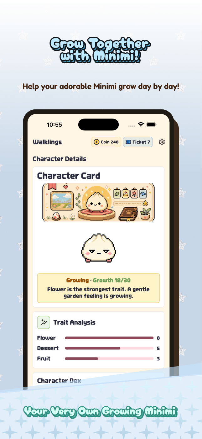 Character growth screen